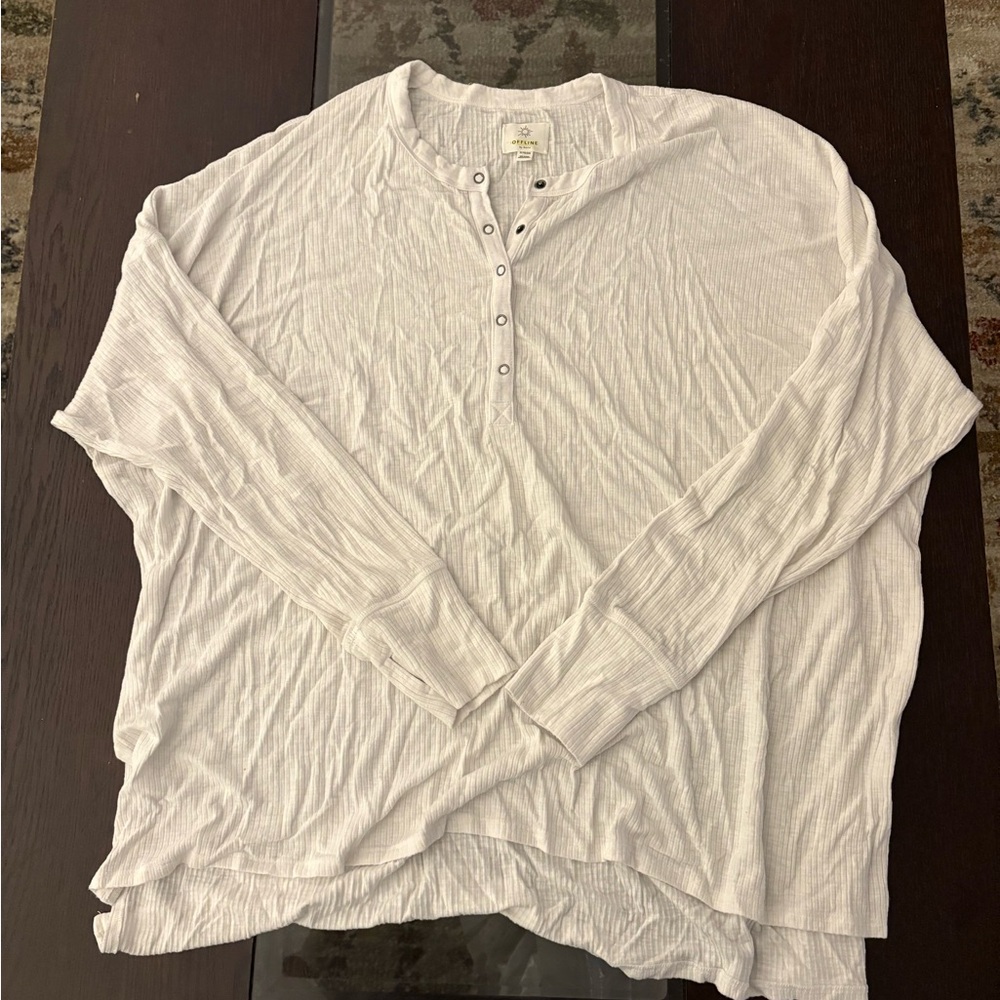 Aerie Light Gray Long Sleeve Henley
